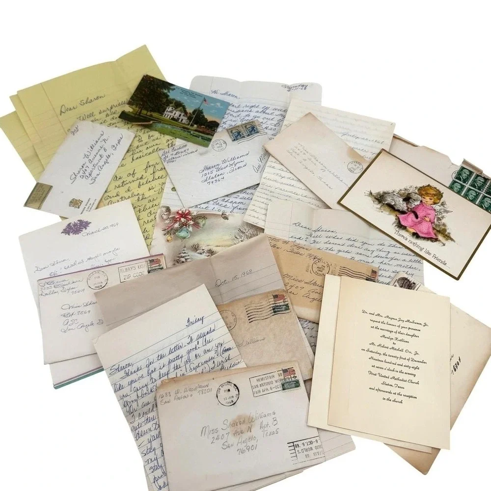 Vintage 1960s Personal Lot Ephemera Collection Handwritten Texas Postcards Cards